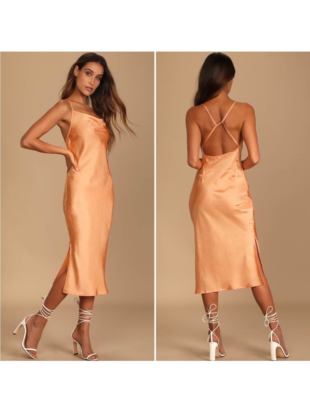 4th & Reckless Lowe Dress Orange Textured Satin Wedding Guest Size Small New
